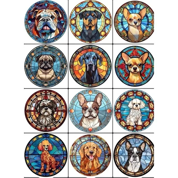 Dog keychains. Personalized stain glass look made of 2” wood made to order - Picture 13 of 15